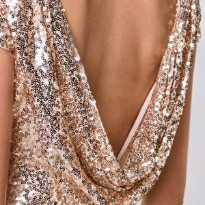 Belle Badgley Mischka rose gold sequin dress